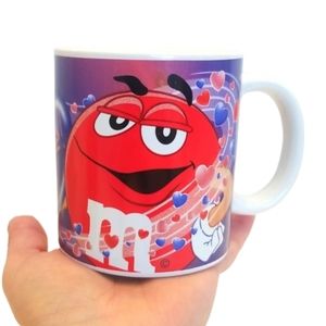 M & M Red Valentine's Day Coffee Mug by The Jelly Bean Factory Hearts